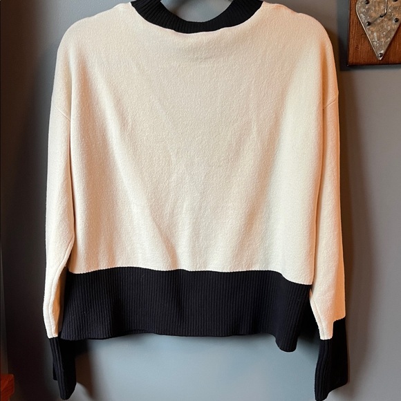 French Connection Cream and Black V-Neck Button Front Cardigan - Picture 2 of 5